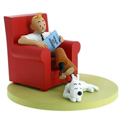 Tintin Statue Resin: Tintin and Snowy at home, 17 cm (Moulinsart 46404)