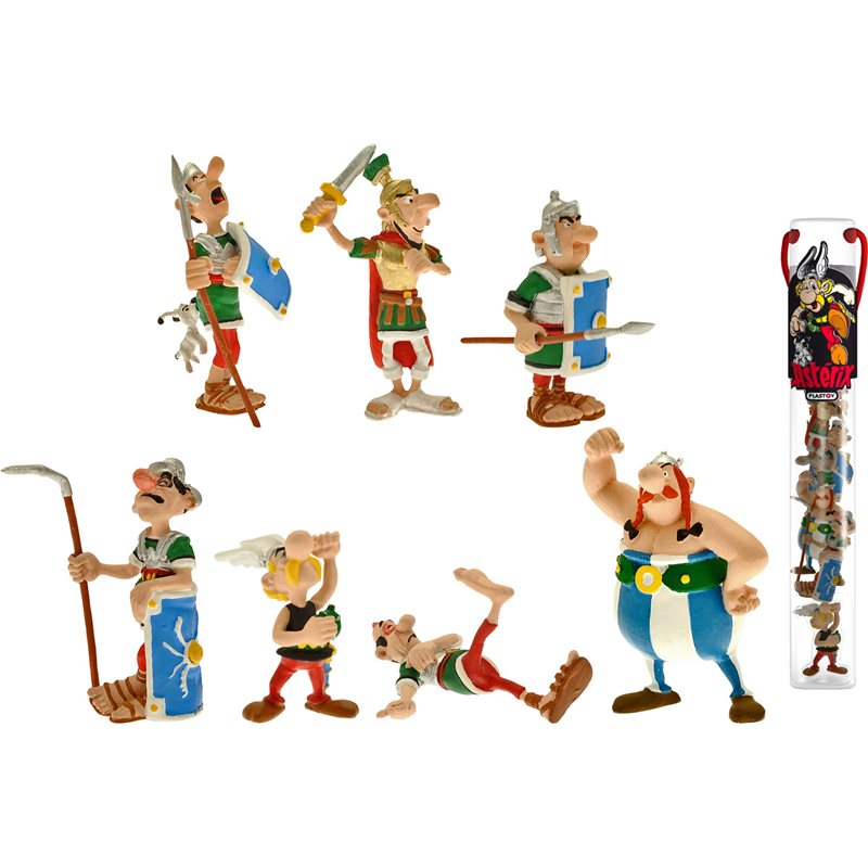 Asterix Figurine: Tube Asterix fight with 7 Mini-figurines