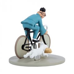 Tintin Statue Resin on a bicycle The Blue Lotus colorized (Moulinsart 42291)