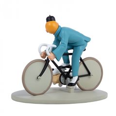 Tintin Statue Resin on a bicycle The Blue Lotus colorized (Moulinsart 42291)